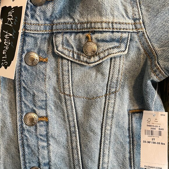 Toddler Trucker Jean Jacket Hand Painted Lion one-of-a-kind on Old Navy denim' - Picture 9 of 11